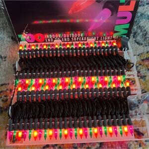 Vintage 1996 Halloween String Lights Multi purple green orange incandescent 47ft